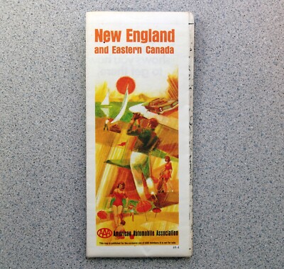 Vintage 1969 AAA road map of New England and Eastern Canada