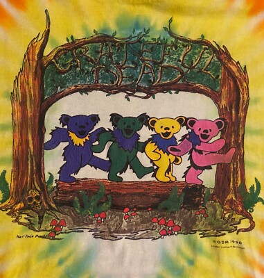vintage USA製 Dancing Bears Grateful Dead Grateful Dead - Green Dancing Bear With Rose Vintage Pins