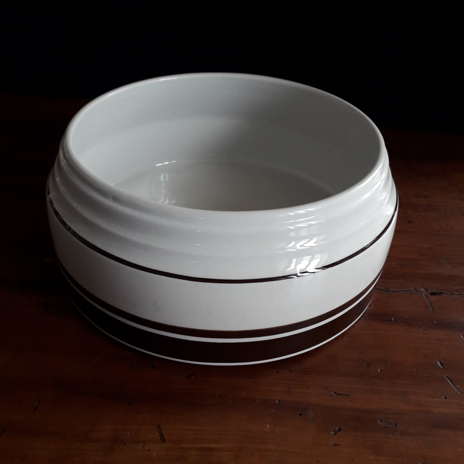 Richard Ginori Antonia Campi 1967 Salad Bowl Pot Series White Brown Stripes
