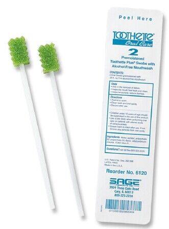 Toothette Plus hisopo oral, punta de espuma, sin tratar, caja de 50, marca - Imagen 1 de 1