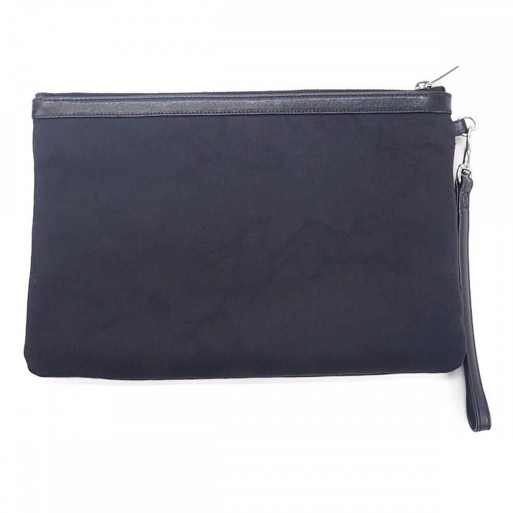 SAINT LAURENT Pouch Rive Gauche Pochette Pochette Cotone Pelle Nero Uomo TGIS