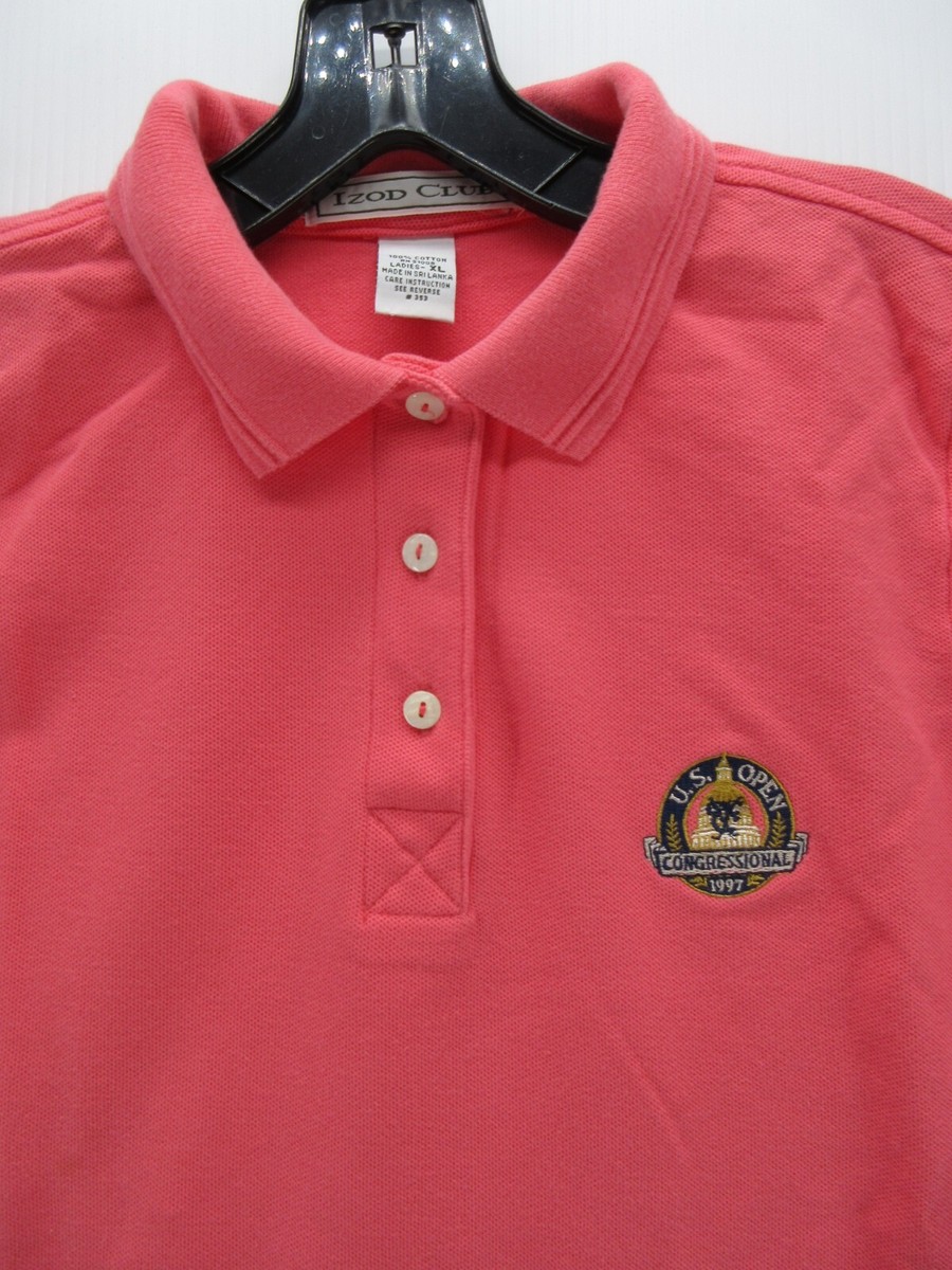 VINTAGE Izod Polo Shirt Women XL Pink 1997 US Open Congressional