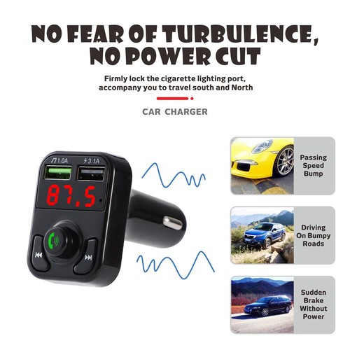 FM Transmitter Auto Bluetooth Kfz Radio Adapter mit Dual USB Ladegerät für Handy - Bild 10 von 13