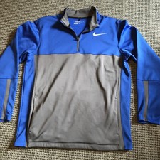 Nike Golf Standard ThermaFit QuarterZip Pullover Fleece Blue Medium EUC