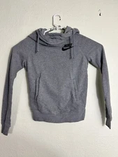 Nike Sweater Women XS Gray Hoodie Outdoors Swoosh Casual Atheltic 849005-091