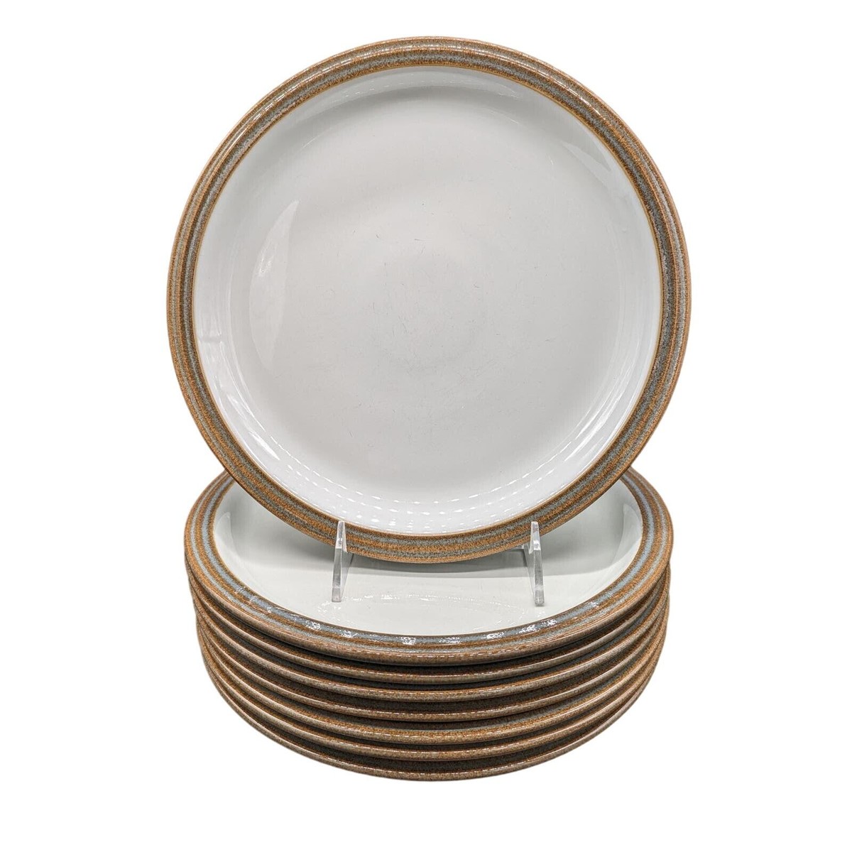 Set of Denby Langley Stoneware GREYSTONE Brown Rim 10