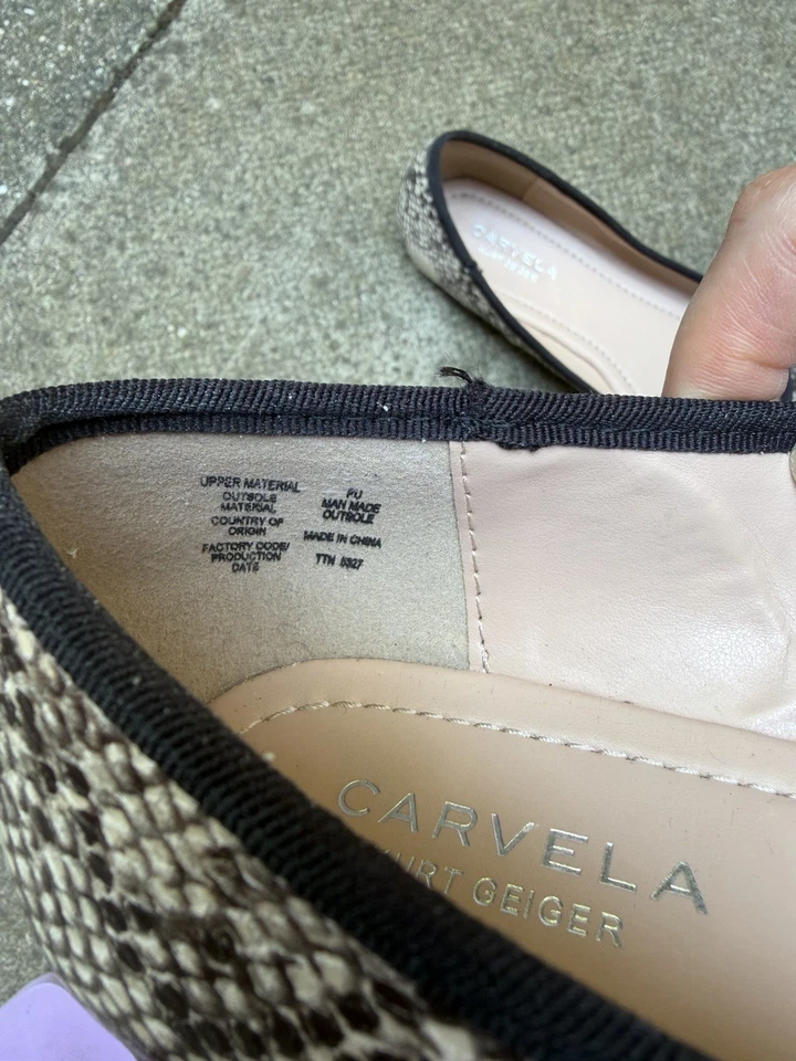 Carvela Kurt Geiger Snake Print Faux Leather Flat Ballet Pumps Size UK 5/EUR 38 - Image 4 of 4