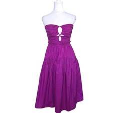 Ulla Johnson Strapless Midi Dress A-Line 2 Ruched Keyhole Tiered Cotton Orchid