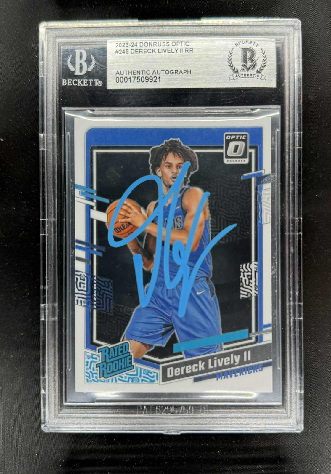 2023-24 Donruss Optic Dereck Lively II 245 Rated Rookie signed BAS Bekcett auto