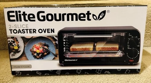 New Sealed Elite Gourmet 2-Slice CountertopToaster Oven Model ETO236 Black