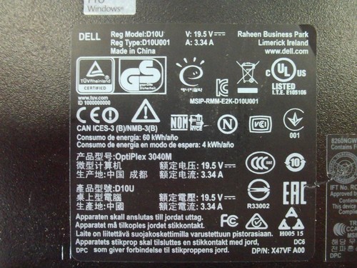 Dell Optiplex 3040M Intel Core i5-6500T 2.50GHz 8GB 256GB HDD W10 Mini PC (V1168 - Picture 6 of 7