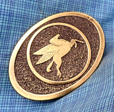 Mobil Oil Promo Belt Buckle Pegasus Silhouette Logo Vtg 1980s TGABC USA .GMP874