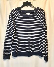 Old Navy Sweatshirt Top French Terry Blue And White Striped L