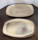 Vintage Frankoma Pottery Platter 5QS Plainsman Desert Gold 13” & 14” Set of 2