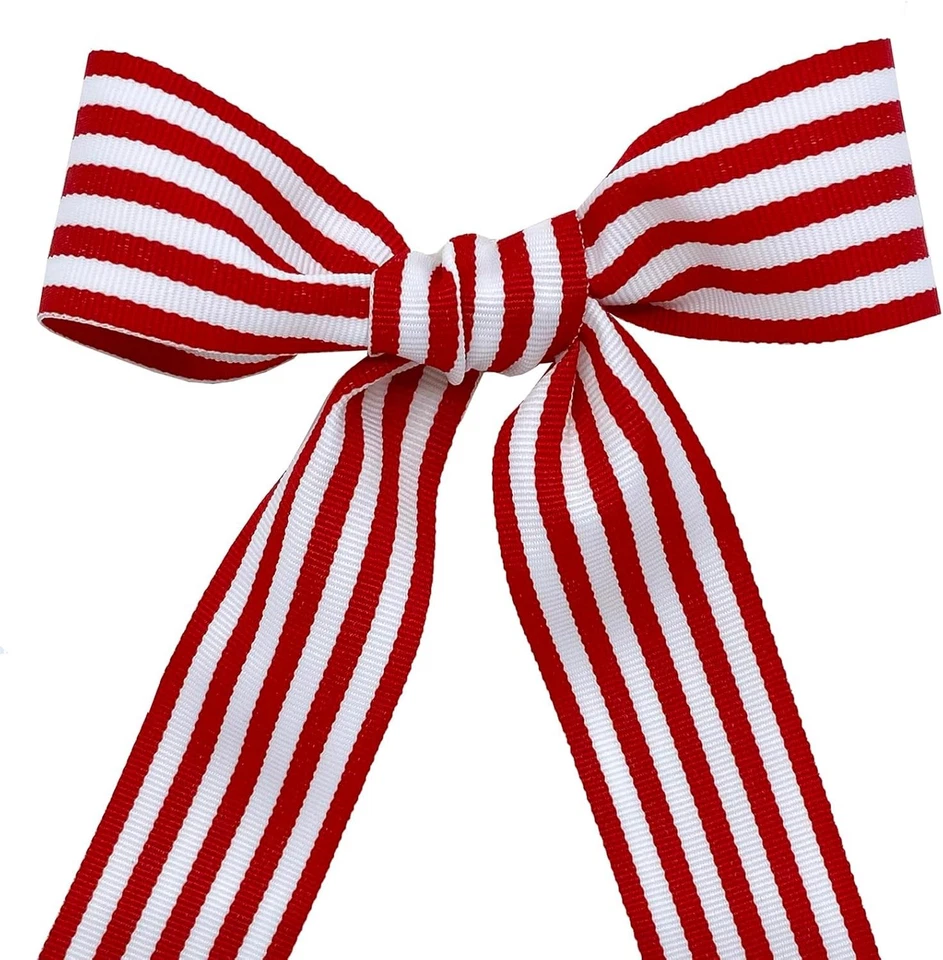 Cinta Decorativa de Poliéster Grosgrain a Rayas Roja 20 Yardas 1.5" Foto 2 de 4