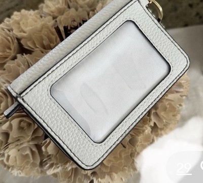 Tory Burch Thea Flap Card Case Key Chain Off White Leather, 159428