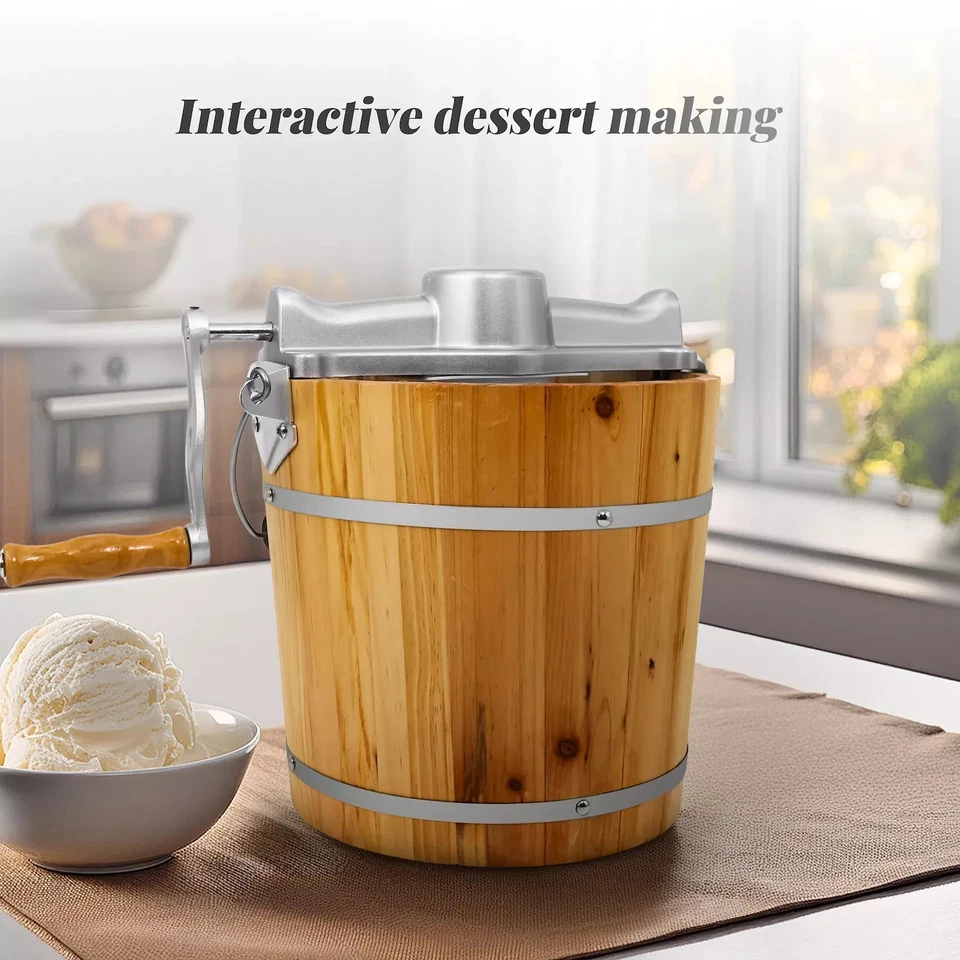 Elite Cuisine 4 cuartos Heladera con cubo de pino con manivela | 2104 Foto 2 de 4