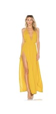 Indah REVOLVE Revival River Plunge Maxi Dress Festival Boho S Backless $240