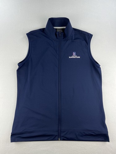 Puma PGA Tour Superstore Performance Golf Vest Full Zip Navy Blue Mens Size L