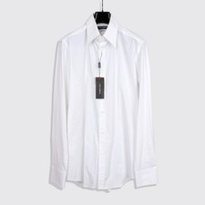 Dolce & Gabbana Dress Shirt Size 17.5 (44cm) White Cotton Stretch Made in Italy