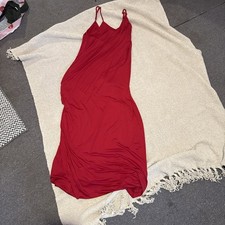 Red Sleeveless Strappy Scoop Neck Maxi Dress for Women, Solid Pullover Style