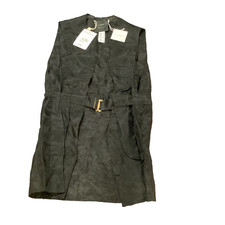 La Perla Black Silk Sheer Open Front Vest Cin...