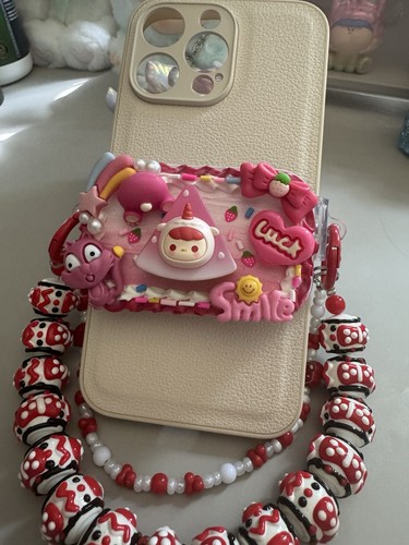 PopMart Pop Bean Pucky rose téléphone portable clip arrière support/support/support avec miroir - Photo 2 sur 4