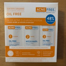 Acne Free 3 Step 24 Hour Acne Treatment Kit - Clearing System w Oil Free Acne