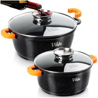 Kochtopf Granit Topf Set 2Er Mit Deckel 4L 5,8L 24/28Cm Induktion BräTer Vilde