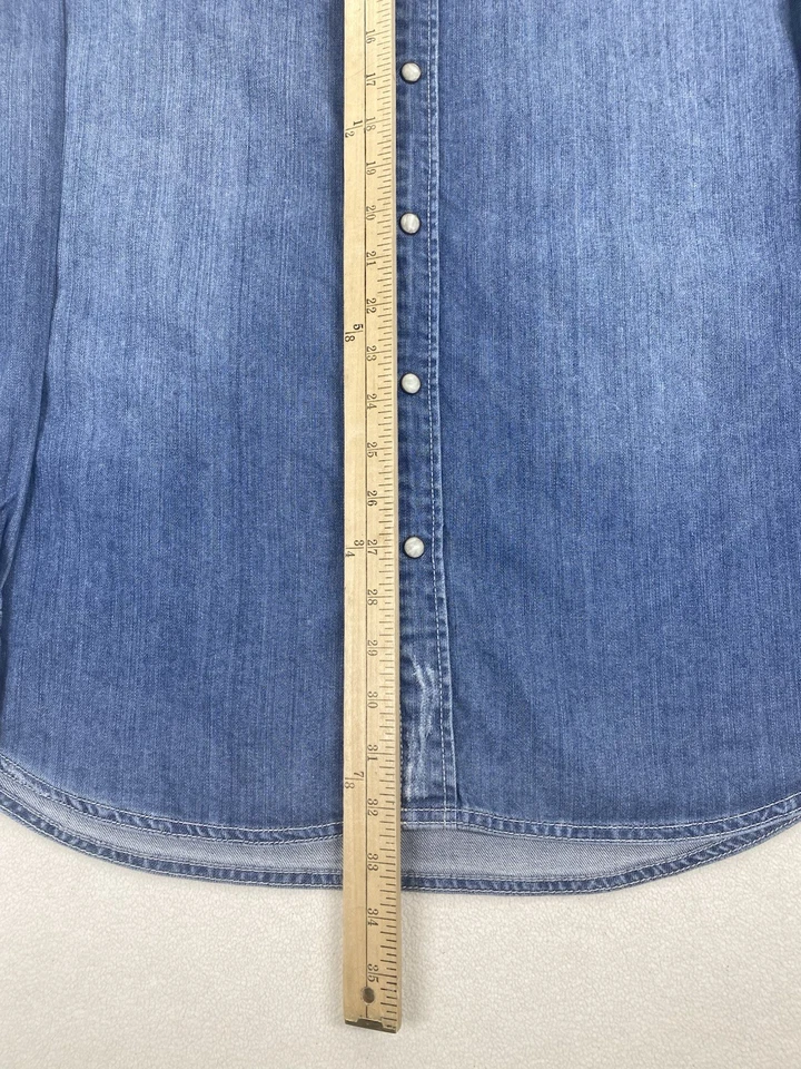 Camisa Western American Eagle Para Hombre Denim Perla A Presión Talla XL Alta Calce Vintage Foto 4 de 4