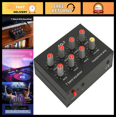 7 Band Car Audio Equalizer - Dual Channel Sound Control, 3.5mm Interface, 12dB B