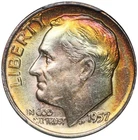 1957 D Toned Roosevelt Dime PCGS MS 66 See Video Toning Silver Coin 10C