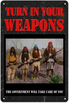 Turn In Your Weapons Vintage Native Tin Metal Signs Home Décor 8x12