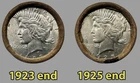 peace dollar roll. 1923 & 1925 ends. Bu. Uncirculated. $10 half roll