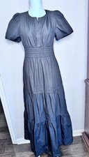 Quince 100% Organic Cotton Tiered Maxi Dress Black Size Small