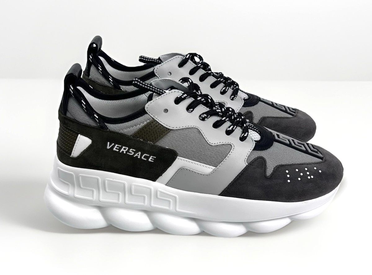 Versace Chain Reaction 1021575 Sneakers Grey Olive Green Men's EU