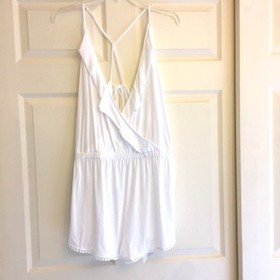 Topshop Crochet Jersey Wrap Romper Playsuit Cover Up White Size 12 Large NEW