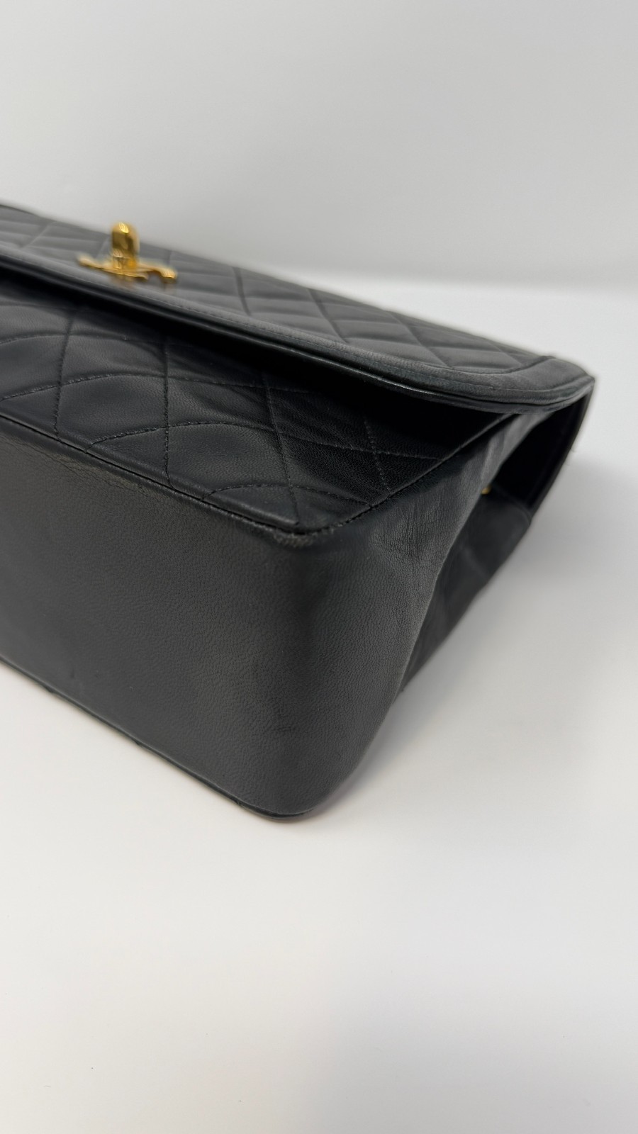 Vintage Chanel Black Lambskin Medium Half Flap Bag Gold HW 1989-1991 w/Wallet thumbnail 9
