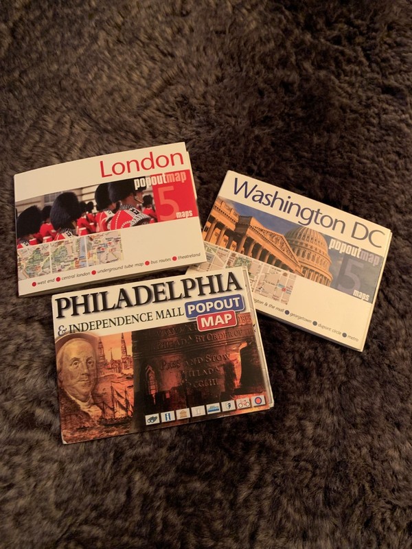 Lot of 3 Pocket Popout Maps, London, Philadelphia, Washington DC