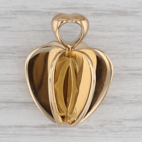 Cartier Double C Heart Spinning Apple Pendant 18k Yellow Gold Statement - Picture 2 of 5