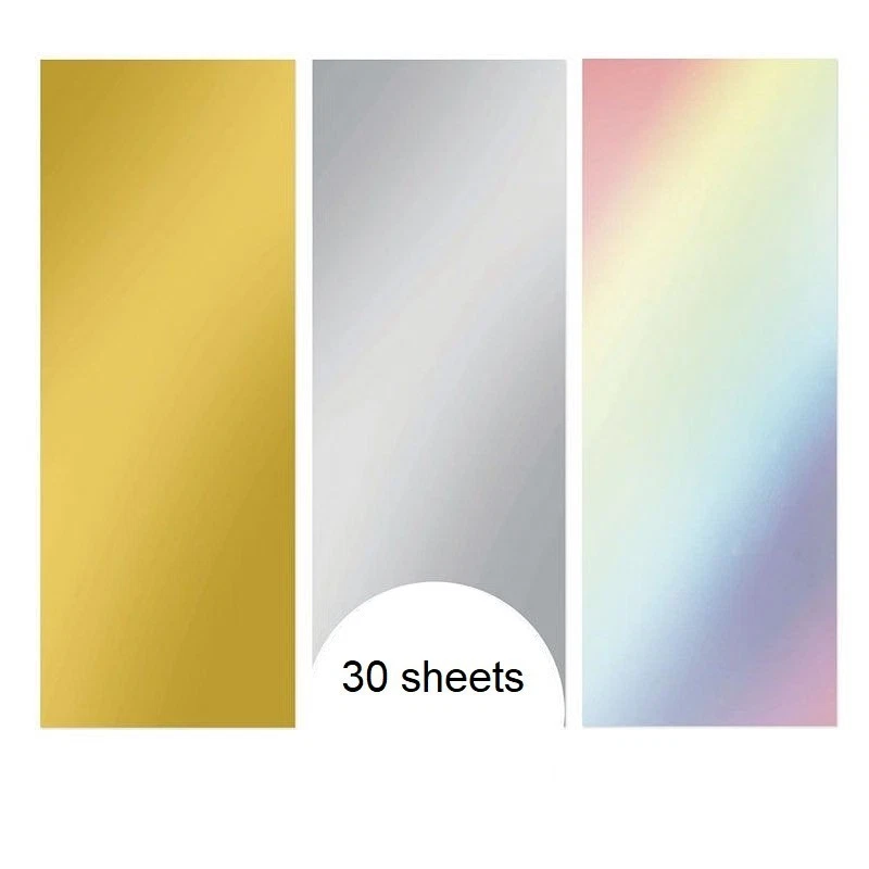 Hunkydory 30 Sheets Silver, Rainbow & Gold Bookmark Topper Mirri Mats Card