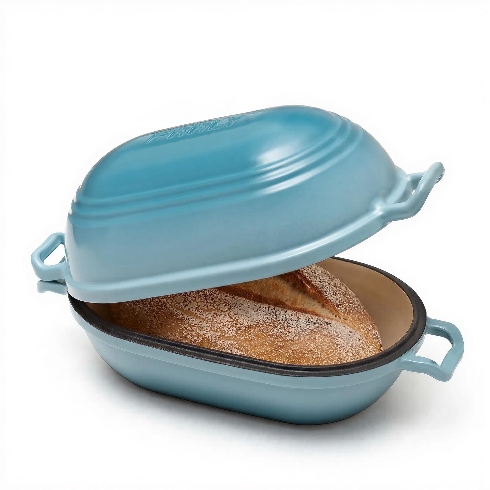 Enameled Cast Iron Dutch Oven for Sourdough Bread Baking,11 x 7 Inch Oval Cas...