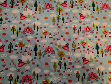 großer Stoffrest Prinzessin und Schloß auf hellblau 55x160cm