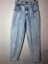 Vintage Lee Womens High Waist Rise Mom Jeans 28x31 11 M Acid Wash Pleat Front