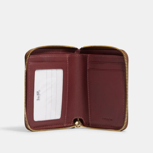 Coach Signature Small Zip Around Jacquard Wallet - Khaki/Saddle Multi - CH389 - Picture 2 of 3