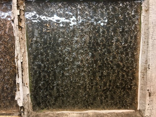 Architectural Salvage Antique Window pane Glass 34in x 23in Frosted Flowers - Picture 7 of 7