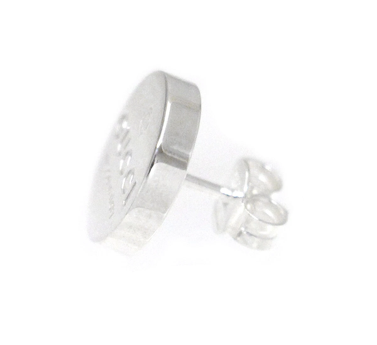 Boucles d'oreilles GUCCI MARQUE plaque circulaire logo clou argent accessoires femmes