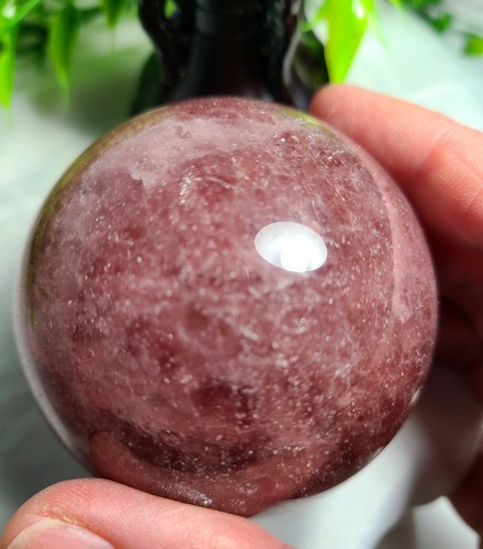 Sparkling 2.7" 67mm Tanzberry Raspberry Quartz Crystal Ball Sphere Muscovite - Picture 8 of 10