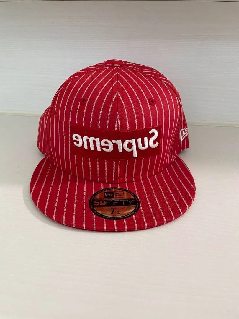 Casquette homme Supreme Comme Des Garcons New Era ajustée à pois rouges rayée SS14 JP !