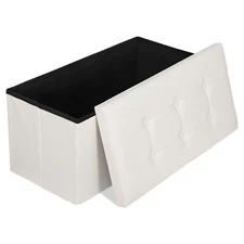 30" Folding Storage Ottoman Storage Bench for Bedroom and Hallway Faux Leather